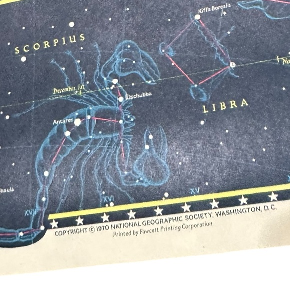 Vtg 1970 National Geographic Celestial Map of the Heavens Star Chart Poster - Picture 2 of 13